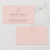 Modern Chic Monogram Blush Pink Luxury Trendy Visitekaartje (Voorkant / Achterkant)