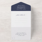 Modern Chic Monogram Foto RSVP Navy Blue Wedding All In One Uitnodiging (Buitenkant)