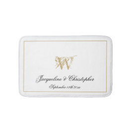 Modern Chic Monogram Names Pas getrouwd Wedding Wh Badmat