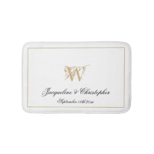 Modern Chic Monogram Names Pas getrouwd Wedding Wh Badmat