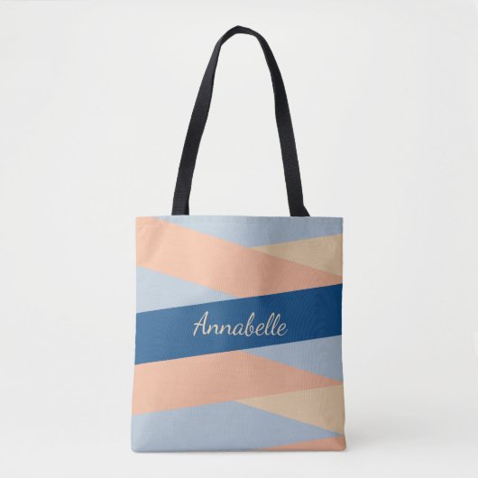 Modern Chic Monogrammed Pink & Blue Canvas tas (Voorkant)