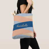 Modern Chic Monogrammed Pink & Blue Canvas tas (Dichtbij)