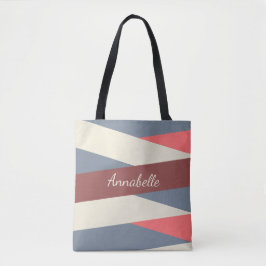 Modern Chic Monogrammed Pink & BlueTote Bag Tote Bag