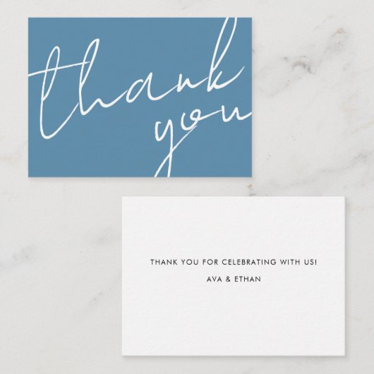 Modern Chic Navy Blue Calligraphy Script Wedding  Notitiekaartje (Voorkant / Achterkant)