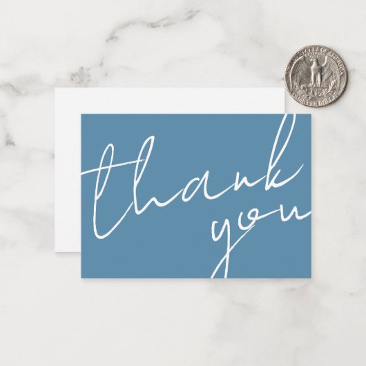 Modern Chic Navy Blue Calligraphy Script Wedding  Notitiekaartje (Voorkant / Achterkant in situ)