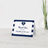 Modern Chic Navy Blue en White Wedding Bedankkaart (Voorkant)
