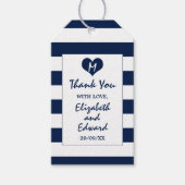 Modern Chic Navy Blue en White Wedding Cadeaulabel (Voorkant)