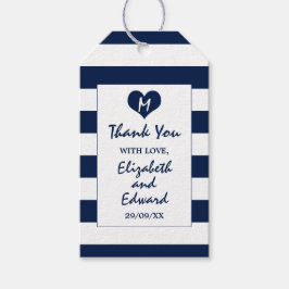 Modern Chic Navy Blue en White Wedding Cadeaulabel