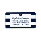 Modern Chic Navy Blue en White Wedding Etiket (Voorkant)