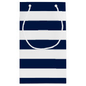 Modern Chic Navy Blue en White Wedding Klein Cadeauzakje (Achterkant)