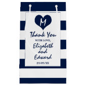 Modern Chic Navy Blue en White Wedding Klein Cadeauzakje (Voorkant)
