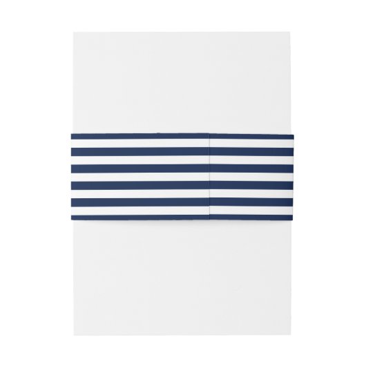 Modern Chic Navy Blue en White Wedding Uitnodigingen Wikkel (Achterkant Voorbeeld)
