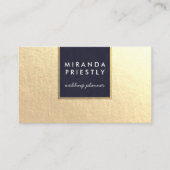 Modern Chic Navy Blue Faux Gold Foil Luxe Creatief Visitekaartje (Voorkant)
