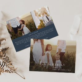 Modern chic | Navy Blue Foto Overlay Familie Nieuw Feestdagenkaart