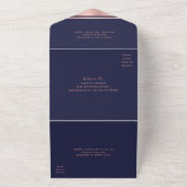 Modern Chic Navy Blue Wedding  All In One Uitnodiging (Buitenkant)