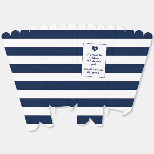 Modern Chic Navy Blue & White Wedding Bedankdoosjes (Ongevouwen)