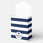 Modern Chic Navy Blue & White Wedding Bedankdoosjes (Geopend)