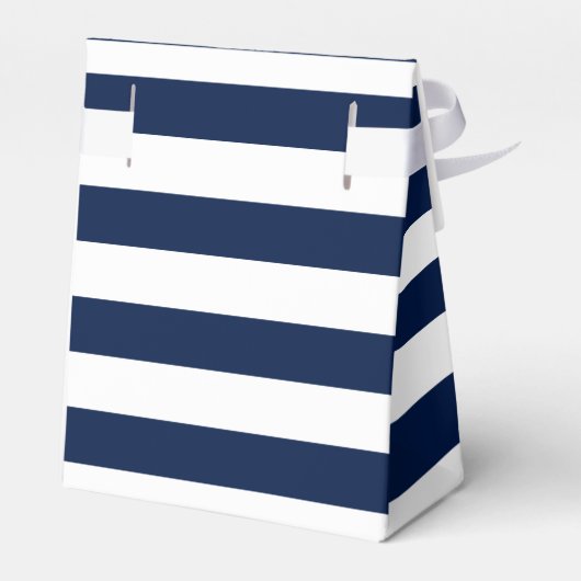 Modern Chic Navy Blue & White Wedding Bedankdoosjes (Achterkant)