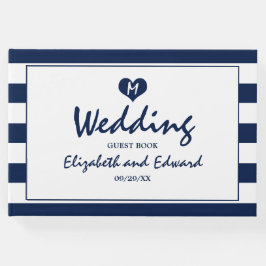 Modern Chic Navy Blue & White Wedding Gastenboek