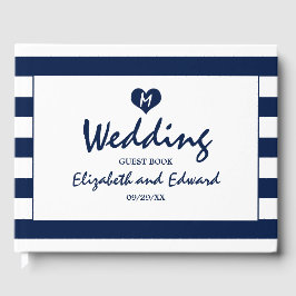 Modern Chic Navy Blue & White Wedding Gastenboek
