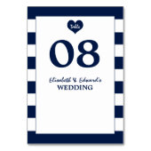 Modern Chic Navy Blue & White Wedding Kaart (Achterkant)