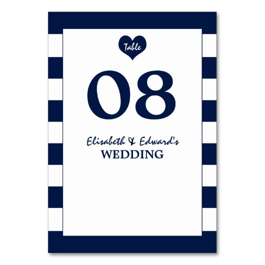 Modern Chic Navy Blue & White Wedding Kaart (Voorkant)