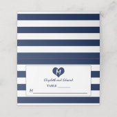 Modern Chic Navy Blue & White Wedding Plaatskaartje (Buitenkant ongevouwen)