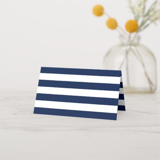 Modern Chic Navy Blue & White Wedding Plaatskaartje (Achterkant)