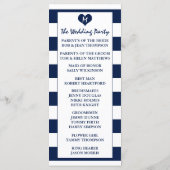 Modern Chic Navy Blue & White Wedding Programmakaart (Achterkant)
