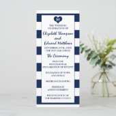 Modern Chic Navy Blue & White Wedding Programmakaart (Staand voorkant)