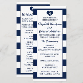 Modern Chic Navy Blue & White Wedding Programmakaart
