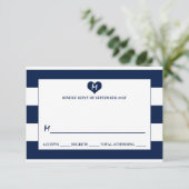 Modern Chic Navy Blue & White Wedding RSVP (Staand voorkant)