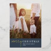 Modern chic | Navy Folie Kerstjaar in Review Feestdagenkaart (Voorkant)