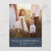Modern chic | Navy Kerst Fotojaar in de Review Feestdagenkaart (Voorkant)