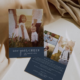 Modern chic | Navy Nieuwjaar Foto Jaar in de Revie Feestdagenkaart