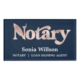 Modern Chic Navy Roos notaris openbare lening onde Naambadge