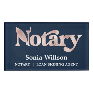Modern Chic Navy Roos notaris openbare lening onde Naambadge