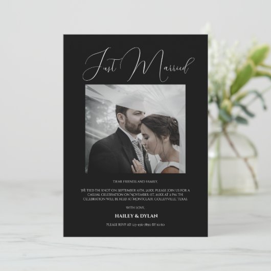 Modern chic net getrouwd zwart kaart (Staand voorkant)