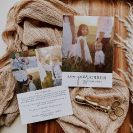 Modern Chic Nieuwjaar Cheer Foto Jaar in de Review Feestdagenkaart