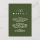 Modern Chic Olive Green Wedding Details Informatiekaartje (Voorkant)