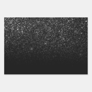 Modern Chic Ombre Black Glitter Inpakpapier Vel