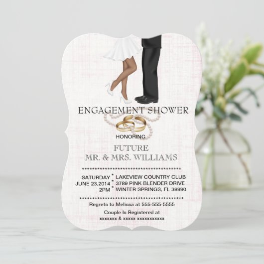 Modern Chic paar Verloving Douche Uitnodigen Kaart (Staand voorkant)