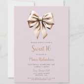 Modern Chic Paarse Coquette Bow Sweet 16 Kaart