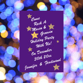 Modern Chic Paarse Gouden Ster Groovy Holiday Part Kaart