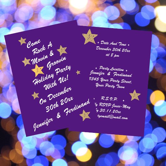 Modern Chic Paarse Gouden Ster Groovy Holiday Part Kaart