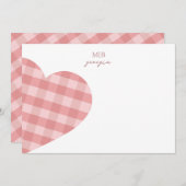 Modern Chic Pastel Blush Pink Gingham Pset Kaart (Voorkant / Achterkant)