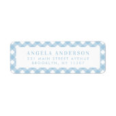 Modern Chic Pastel Dusty Blue Gingham Pset Check Etiket (Voorkant)