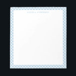 Modern Chic Pastel Dusty Blue Gingham Pset Check Notitieblok<br><div class="desc">Moderne, licht-donkerblauw Gingham-gebundelde aanslagblok</div>