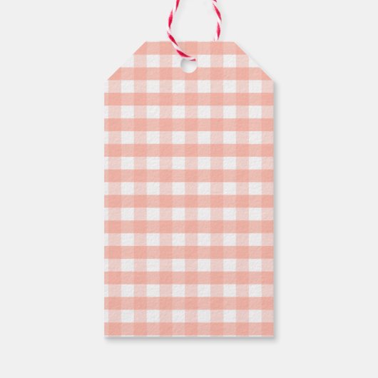 Modern Chic Pastel Oranje Gingham Pset Gift Labels Cadeaulabel (Achterkant)