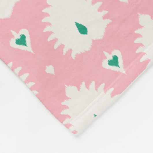 Modern chic pastel roze groen ikatroon fleece deken (Hoek)